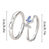 Copper Cubic Zirconia  Butterfly Adjustable Couple Rings
