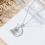 Sterling Silver Initial Cat Pendant Necklace