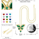 14K Gold Plated Birthstone Butterfly Necklace for Women Ideal Gift for Anniversary Christmas Birthday