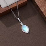 Sterling Silver Teardrop Moonstone Turquoise White Opal  Celtic Knot Pendant Necklace for Women