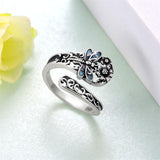 Sterling Silver Oxidized Dragonfly Butterfly Hummingbird Sea Turtle Anchor Cross Tree of Life Sunflower Spoon Ring