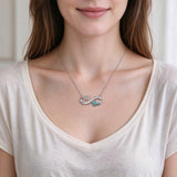 Sterling Silver Turquoise & Zirconia Infinity  111 222 333 444 777 Angel Number Pendant Necklace for Women