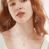 10K 14K 18K Real Gold Cubic Zirconia Daughter and Father Pendant Necklace with Engraved