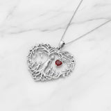 Sterling Silver Heart Pendant Birthstone Tree of Life Mother Child Family Necklace