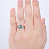 Sterling Silver 10K 14K 18K Gold Turquoise Engagement  Wedding Ring Set for Women