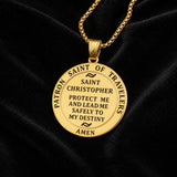 Patron Saint Medal Gold Plated Catholic Pendant Christian Religious Necklace Amulet Jewelry