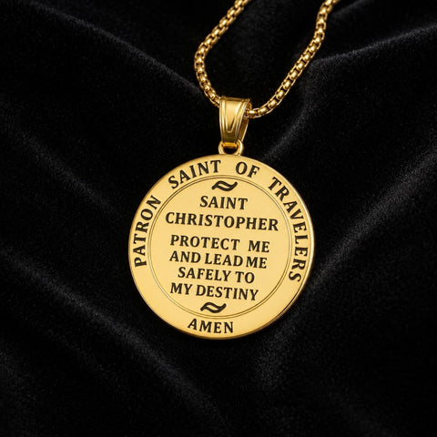 Patron Saint Medal Gold Plated Catholic Pendant Christian Religious Necklace Amulet Jewelry