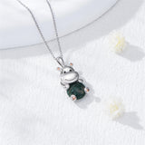 Sterling Silver Moss Agate Hippo Koala Elephant Teddy Bear Pendant Necklace