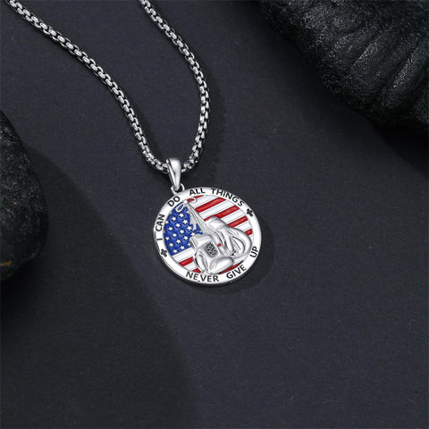 Sterling Silver American Flag Baseball  Basketball Boxing Football Golf Sports Pendant Necklace