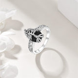 Sterling Silver Vintage Flower Rose Flower Tree Tree of Life Ring for Women