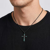 14K Gold Plated Turquoise Cross Pendant Necklace