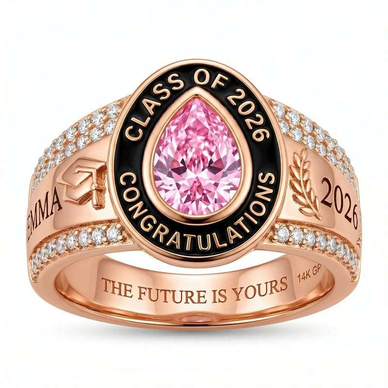 Sterling Silver Birthstone Graduation Class Ring for Women