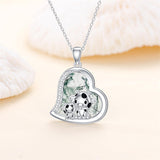 Sterling Silver Pink Opal Crystal Abalone Shell Turquoise Moss Agate Cow Pendant Necklace