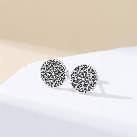 Sterling Silver Viking Raven Crow Skull Stud Earrings