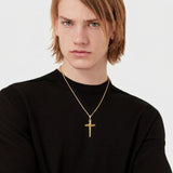 14K Gold Plated Cross Pendant Necklace for Men Religious Jewelry Christian Gift
