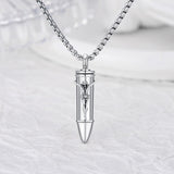 Bullet Urn Necklace for Ashes 925 Sterling Silver Butterfly Rose Pendant Keepsake Cremation Jewelry Gift for Women Men