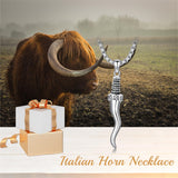 Sterling Silver Italian Horn Protection Pendant Necklace