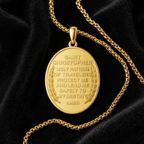 Patron Saint Medal Gold Plated Catholic Pendant Christian Religious Necklace Amulet Jewelry