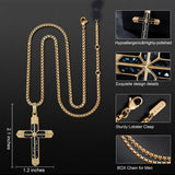 14K Gold Plated Turquoise Malachite Cross Necklace for Men Christianity Cross Jewelry