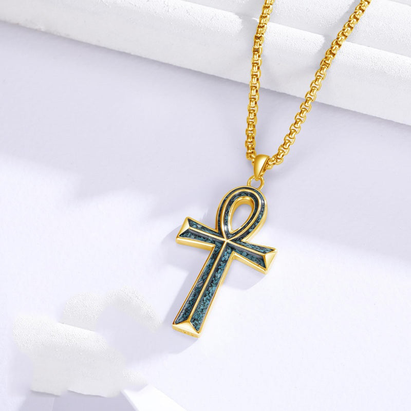 14K Gold Plated Cross Pendant Necklace Protection Jewelry Religious Gift