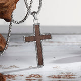 14K Gold Plated Wooden Cross Necklace Jewelry Gift for Him