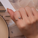 925 Sterling Silver Dachshund Open Rings Puppy Dog Adjustable Rings for Women Animal Stacking Rings