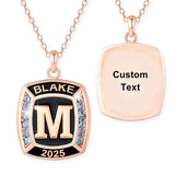 Sterling Silver Personalized Initial High School College University Pendant Necklace Graduation Gift