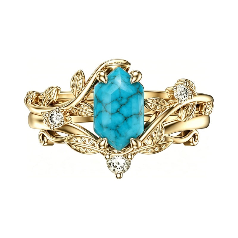 Sterling Silver Personalized Engraved 1-3CT Turquoise Engagement  Wedding Promise Ring Set for Her