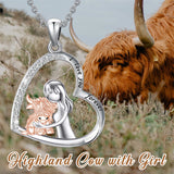 Highland Cow Necklace  Sterling Silver Highland Cow Jewelry Gifts for Women Girls Animal Cow Lover Christmas Gifts