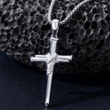 Sterling Silver 3 Nail Cross Pendant Necklace for Men