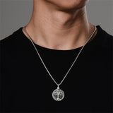 925 Sterling Silver Tree of Life Cremation Jewelry  Urn Necklace for Ashes for Men with 2.5mm 22"+2" Rolo Chain