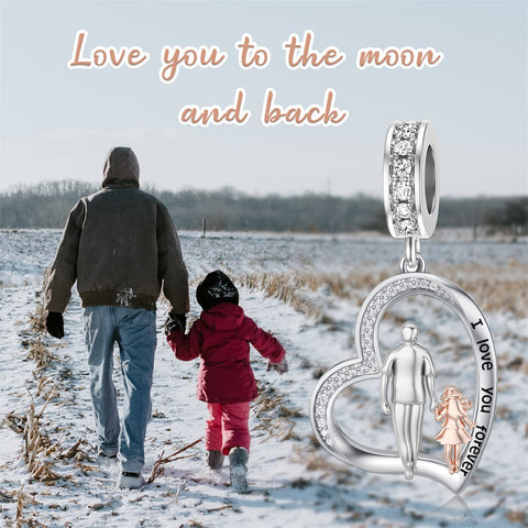 Sterling Silver Father Daughter Charm Beads