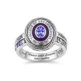 Sterling Silver Infinity Symbol Personalized  Birthstone Engraved  Class Ring for Women