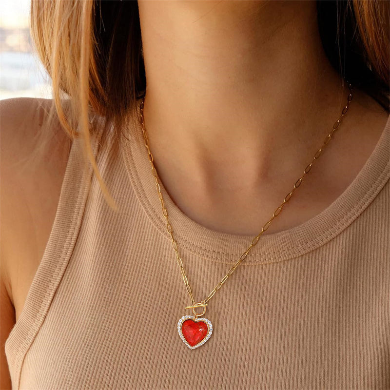 Sterling SilverTurquoise Red Coral Lapis Lazuli Malachite Paperclip Chain Necklace