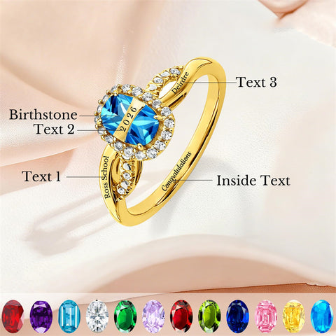 Copper Custom Birthstone Engraved Class Ring University College High School Graduation Gifts for Her