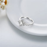 Sterling Silver Personalized Engraved Moissanite Engagement Wedding Anniversary Ring