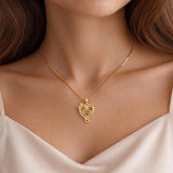 14K Gold  Plated Birthday Anniversary Rose Heart Pendant Necklace for Women