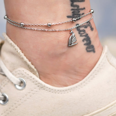 Sterling Silver Multi-layered Animal Anklet