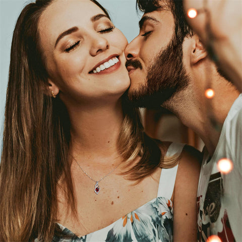 Sterling Silver Teardrop Birthstone Infinity Love Necklace for Women