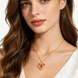 14K Gold Plated Birthstone Heart Pendant Necklace Birthday Anniversary Jewelry Gift for Her