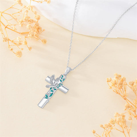 Sterling Silver Cross Bee Hummingbird Butterfly Dove Red Cardinal Pendant Necklace for Her