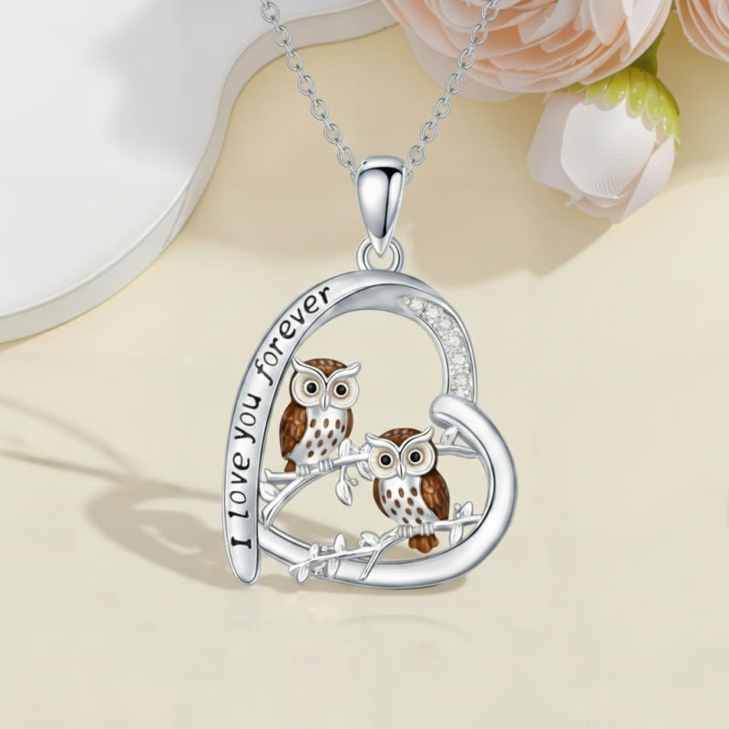 Sterling Silver Mother Daughter Squirrel Monkey Butterfly Bee Owl Necklace Engraved I Love You Forever