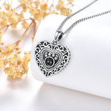 Sterling Silver Personalized Photo Filigree Dog Paw Pendant Necklace