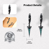 Sterling Silver Black Sword Cross Hoop Earrings Gift for Men Women