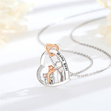 Sterling Silver Cubic Zirconia Bear with 1 2 3 Cubs Pendant Necklace Engraved with Mama Bear