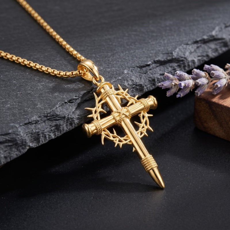 10K 14K 18K Gold Cross Pendant Necklace Religious Jewelry Gifts for Men and Women