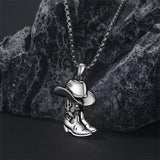 Sterling Silver Cowboy Boot Cowgirl Pendant Necklace