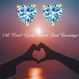 14K Gold Heart Topaz Garnet Stud Earrings