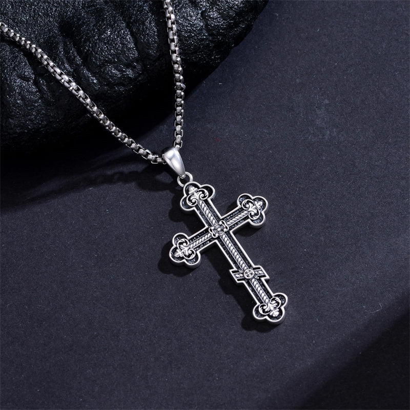 Sterling Silver Orthodox Cross Pendant Necklace Religious Gift