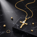 10K 14K 18K Gold Cross Pendant Necklace Religious Jewelry Gifts for Men and Women